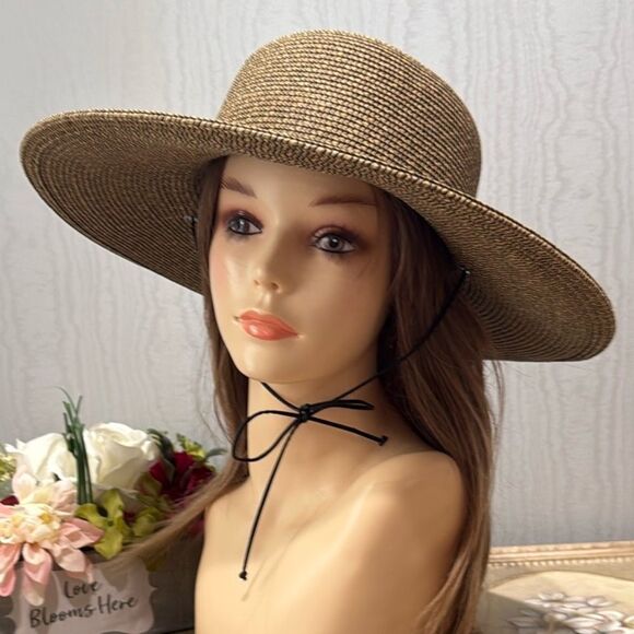 Scala Handcrafted Woven Paper Polyester Sun Hat Neutral Tan - Picture 12 of 12